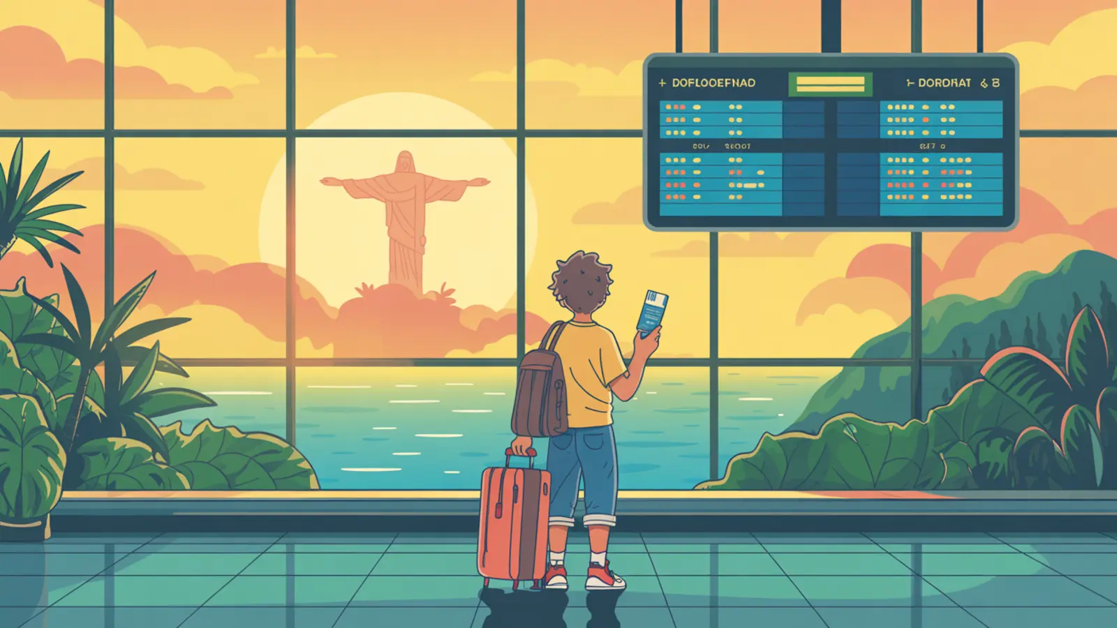 Călător pregătit pentru prima vizită în Brazilia - aeroportul de plecare